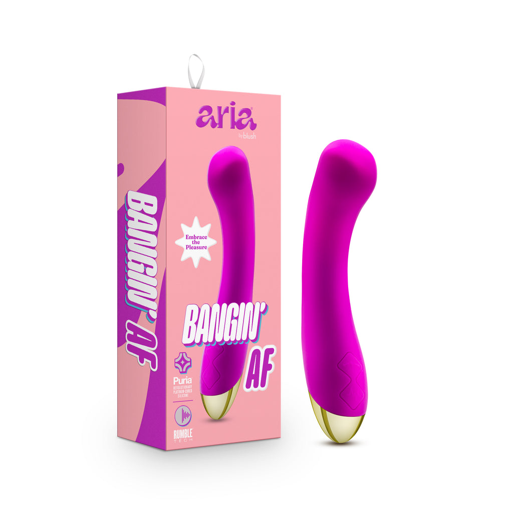 Aria By Blush® | Bangin' AF: Enhanced G-Spot Stimulation Purple Silicone Vibrator with Powerful RumboTech™ Technology