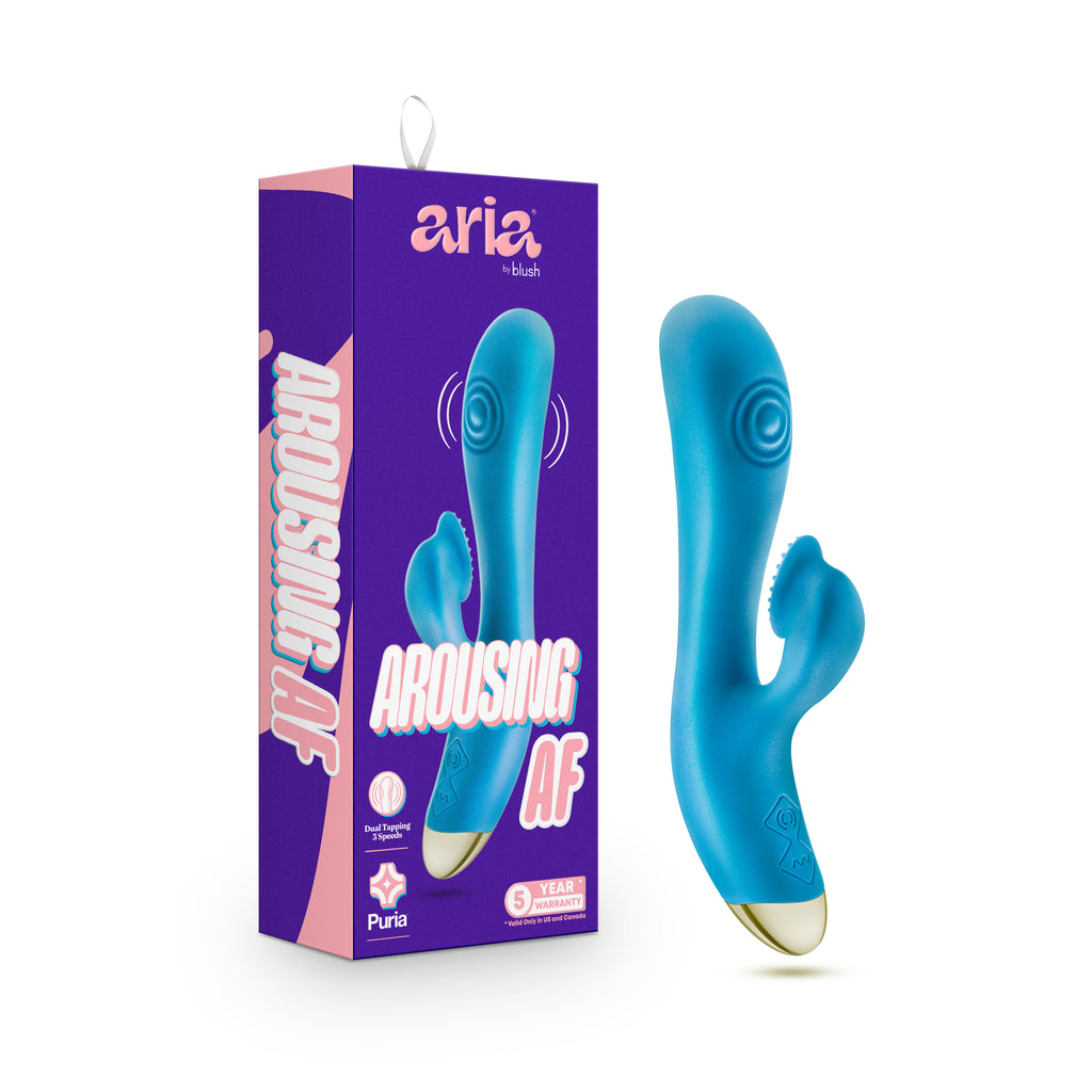 Aria By Blush® | Arousing AF: Clitoris Tickler + Dual Pulsations Blue Silicone Vibrator