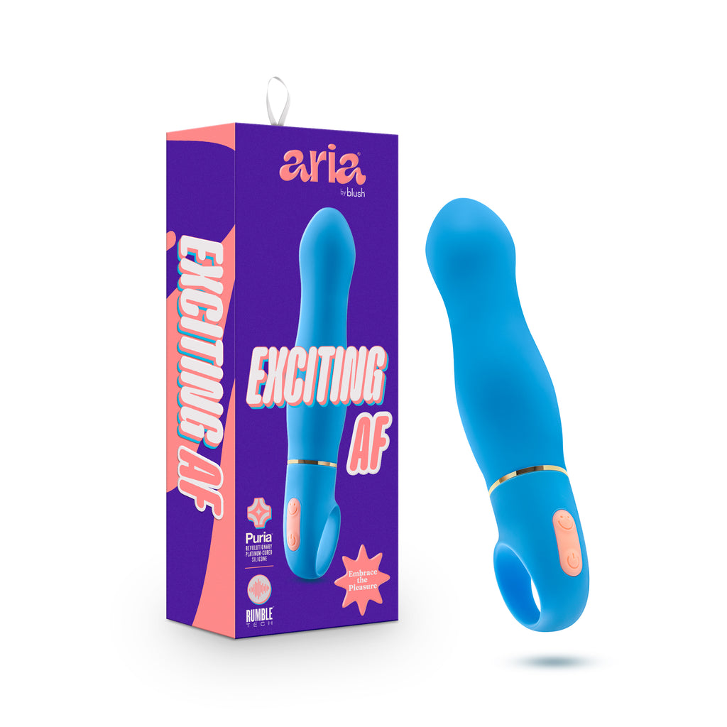 Aria By Blush® | Exciting AF: Enhanced G-Spot Stimulation Blue Silicone Vibrator with Powerful RumboTech™ Technology