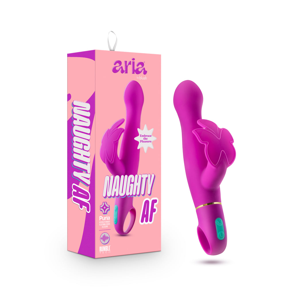 Aria By Blush® | Naughty AF: Clitoris Stimulator Plum Silicone Vibrator with Powerful RumboTech™ Technology