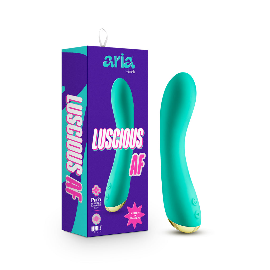 Aria By Blush® | Luscious AF: Enhanced G-Spot Stimulation Teal Silicone Vibrator with Powerful RumboTech™ Technology