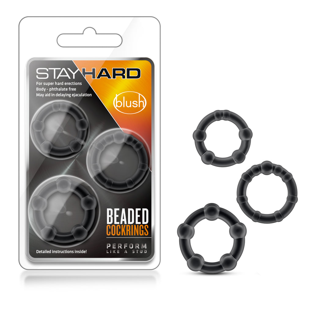 Stay Hard - Beaded Cock Rings - Black