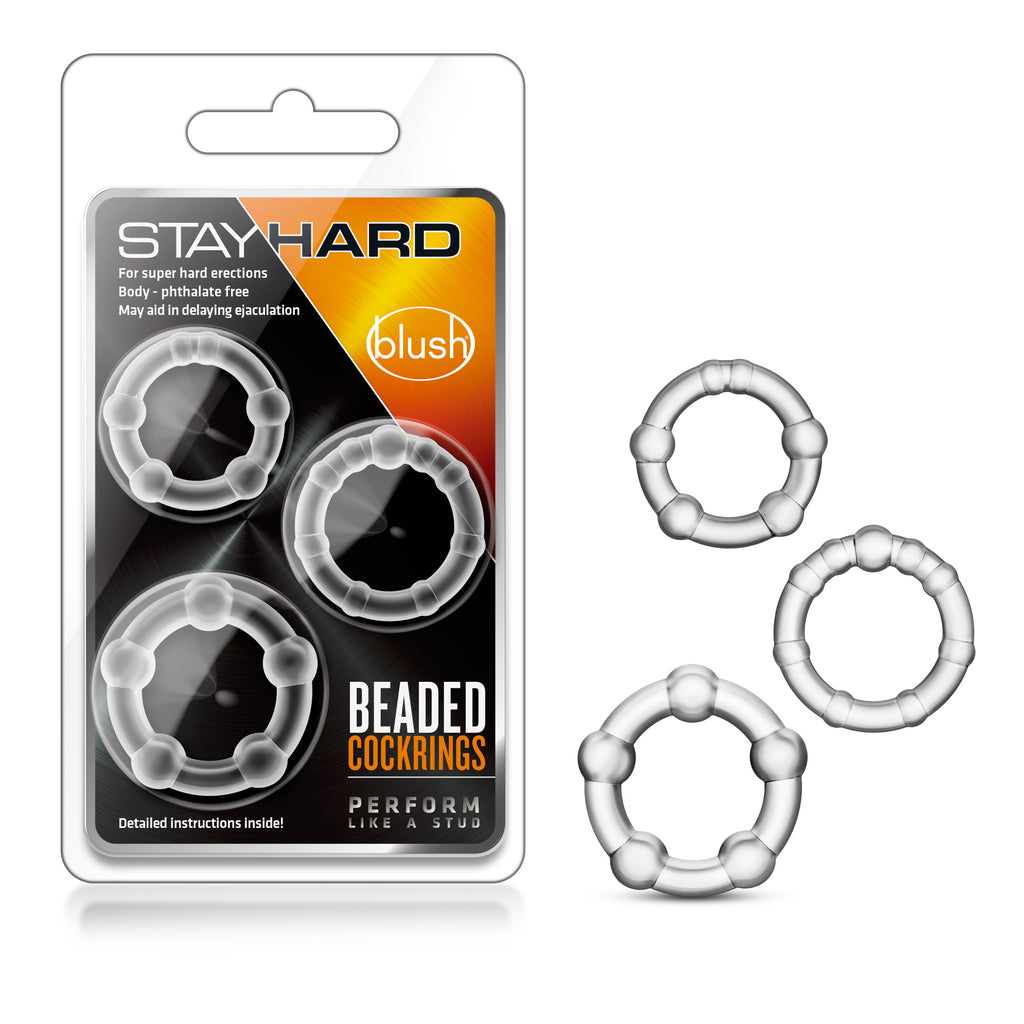 Stay Hard - Beaded Cock Rings Clear