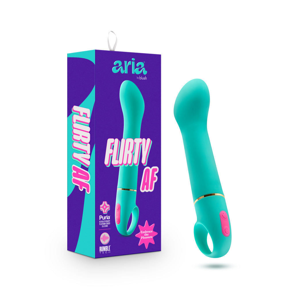 Aria By Blush® | Flirty AF: Enhanced G-Spot Stimulation Teal Silicone Vibrator with Powerful RumboTech™ Technology