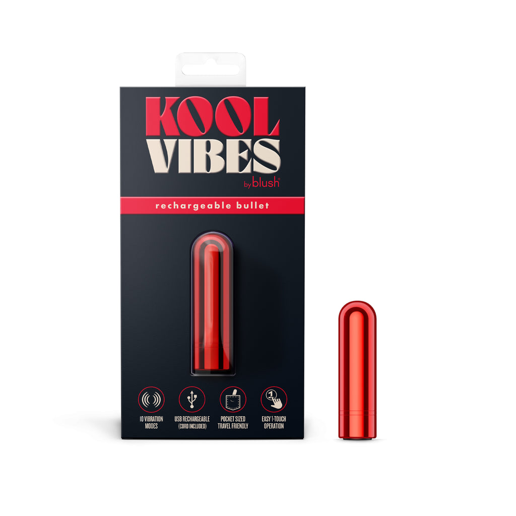 Kool Vibes By Blush® | Cherry - Mini Bullet Vibrator - 10 Vibration Modes Clitoral