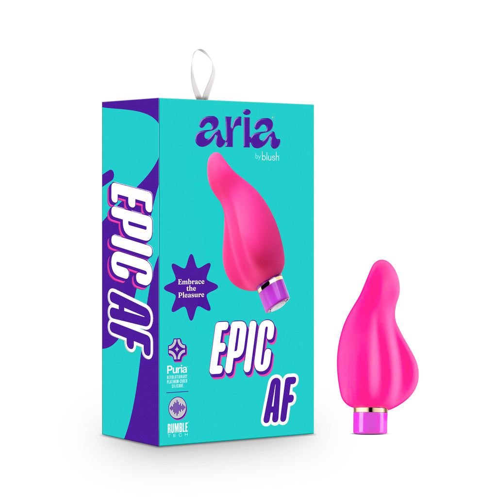 Aria By Blush® | Epic AF: Curved Fuchsia Silicone Vibrator with Powerful RumboTech™ Technology